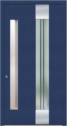 KNOCK Aluminium-Haustür Marte in Stahlblau mit Glaseinsatz und RC2-Schutz - Bild 1