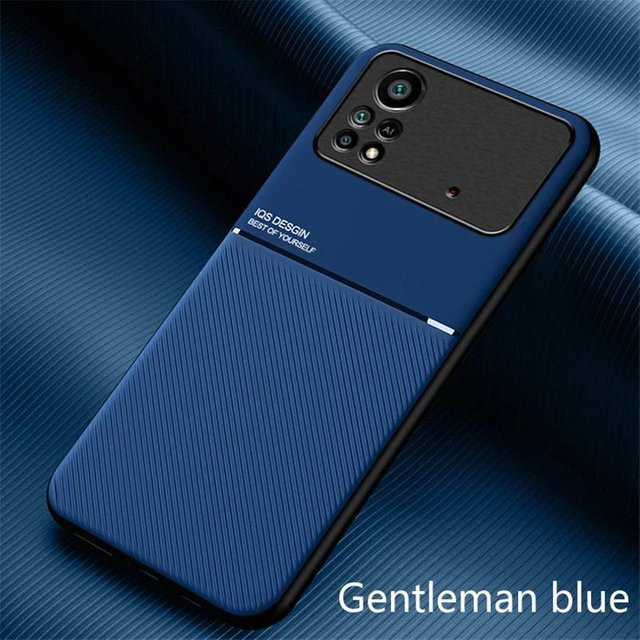 Magnetische Handyhülle für Xiaomi Poco X4 Pro 5G aus weichem Leder in Blau - Bild 1