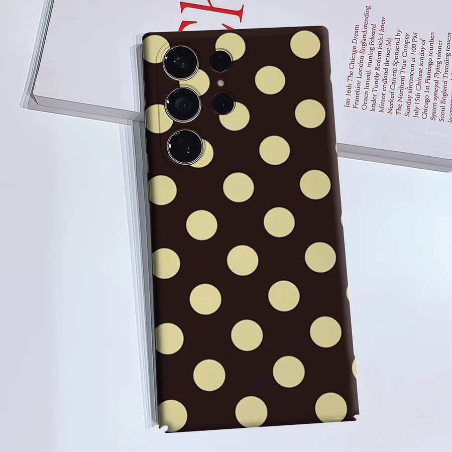 Stoßfeste doppellagige Handyhülle mit Polka Dot Muster für Samsung Galaxy S25 Ultra, S24 und S23 Ultra Plus in Beige - Bild 4