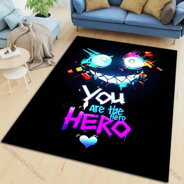 UQIDEHOME Moderner Teppich mit Neon Graffiti Druck, rutschfest und waschbar, B/T: 160 x 200 cm, Mehrfarbig - Bild 1