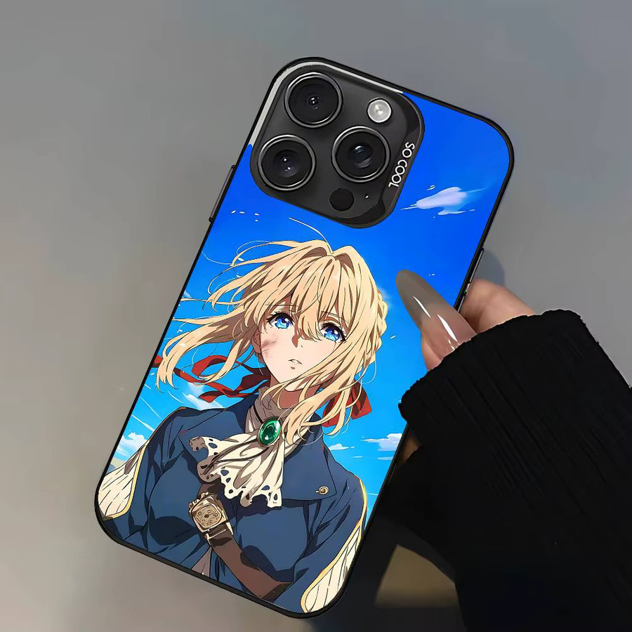 Bilibili Anime Violet Evergarden Handyhülle für iPhone 11 bis 17 Pro Max Plus, Stoßfeste Rückseite in Silber und Mehrfarbig - Bild 5