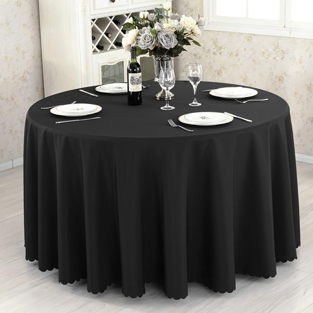 Runde Tischdecke aus Polyester von NATAWA in Schwarz, Durchmesser: 140 cm - Bild 1