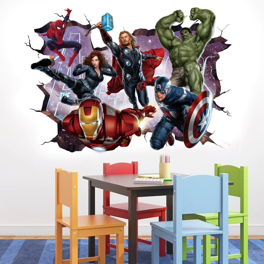 Hasbro Spiderman Wandaufkleber Cartoon Superhelden Wandbild aus PVC für Kinderzimmer Multicolor - Bild 1