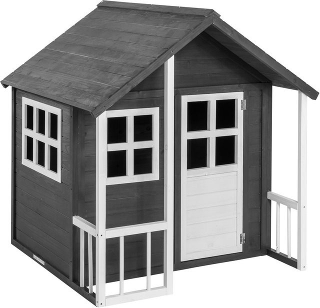 Kinderspielhaus aus Tannenholz in Grau/Weiß, B/T/H: 131 x 115,5 x 136 cm - Bild 1