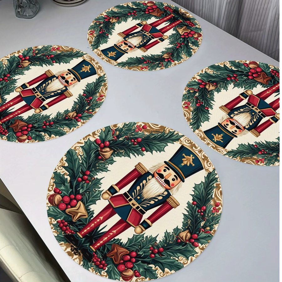 VIKAMA 4-teiliges Weihnachts-Tischset mit Nussknacker-Design für Feiertags-Tischdekorationen - Bild 2