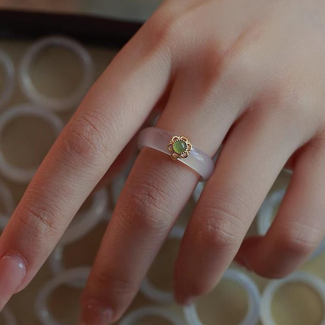 Ventfille Ring Kupfer, Chalcedon, Jade, Damen - Bild 1