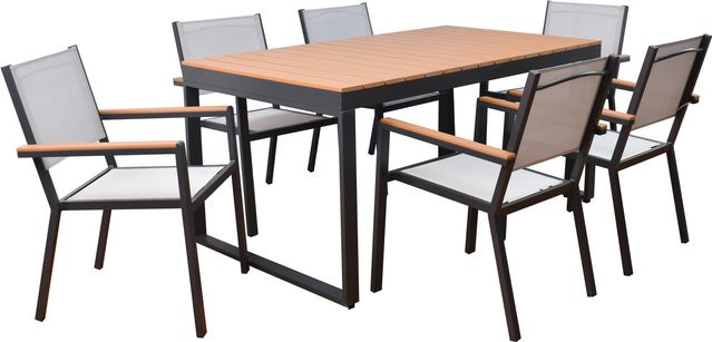 HOME DELUXE Gartensitzgruppe SIERA SEDIA aus Aluminium in Anthrazit mit Tisch und Stühlen - Bild 1
