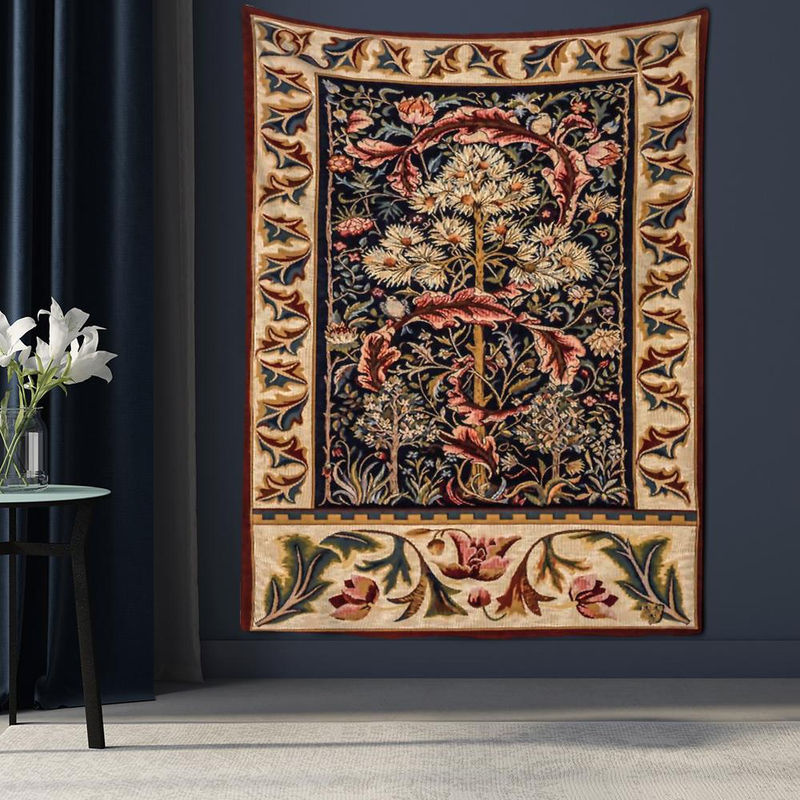Binchi Outdoor Equipment Wandteppich mit Blumen und Blättern in Bohemian Stil, abstrakte florale Kunst, mehrfarbig, B: 95 cm, H: 70 cm - Bild 3