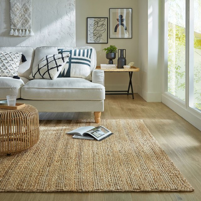 Handgewebter Teppich CHASE von Kadima Design in Natur Beige und Sand mit Streifen im Boho-Stil, B/T: 200 x 290 cm - Bild 1
