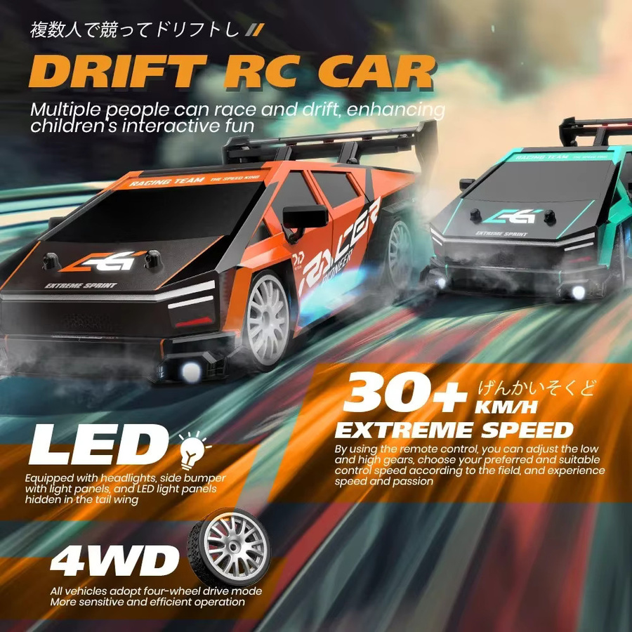 CONUSEA RC Drifting Car, 1:24, 4WD, mit LED-Leuchten, ferngesteuert - Bild 3