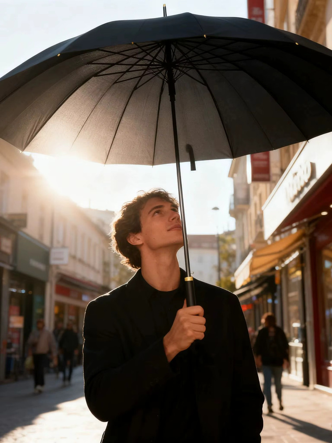 Minimalistischer 16-Knochen-Regenschirm als Wind- und Sonnenschutz mit einer Länge von 110 cm - Bild 3