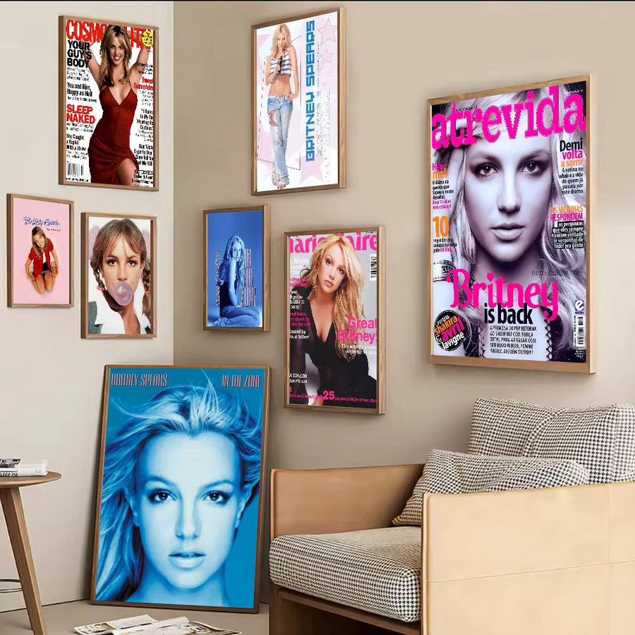 B-Britney S-Spears DIY Klebeposter im Vintage-Stil, mehrfarbiges Abstract-Kunstwerk aus Papier, B/H: 15 x 15 cm - Bild 5