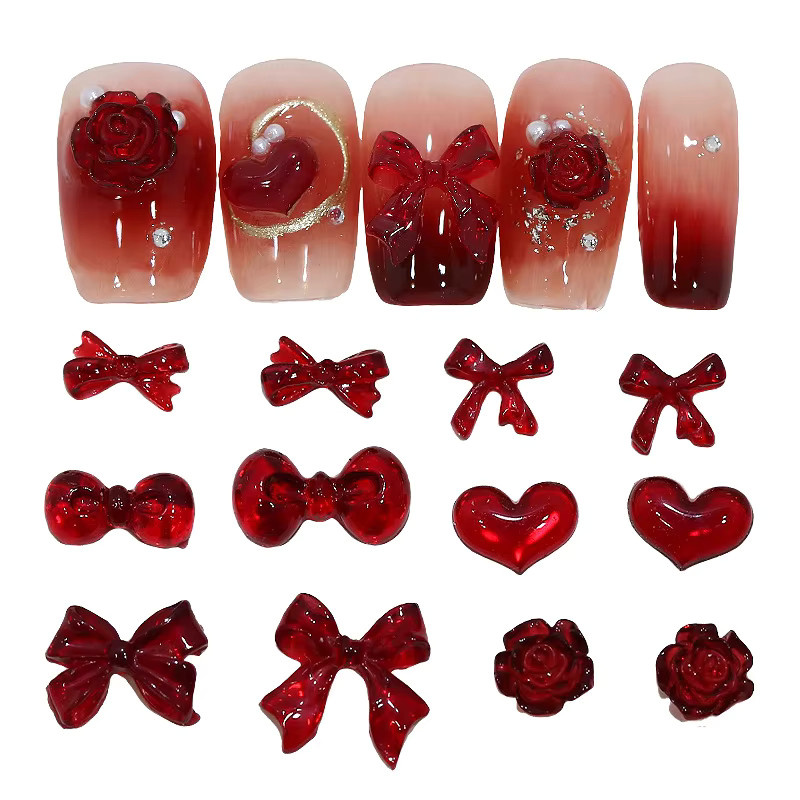 NAILFYOU Nail Art Zubehör, Rote Schleifen, 50 Stück, Glänzend - Bild 3