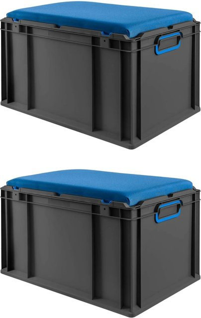 PROREGAL Sparset 2x Eurobox Nextgen Seat Box Blau/Schwarz, H x B x T: 36,5 x 40 x 60 cm - Bild 1