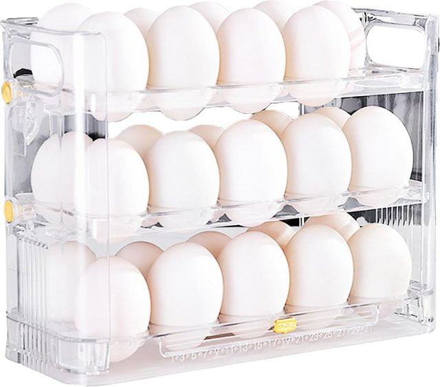 CosyHome Eierhalter für den Kühlschrank, platzsparender Eier-Organizer aus Kunststoff, Weiß - Bild 1