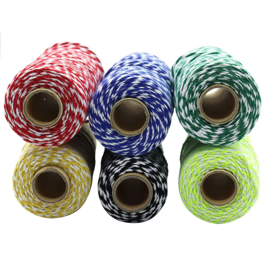 Baumwoll Schnur für Bastelarbeiten und Dekoration in Rot und Multicolour, 100 Meter Rolle - Bild 4