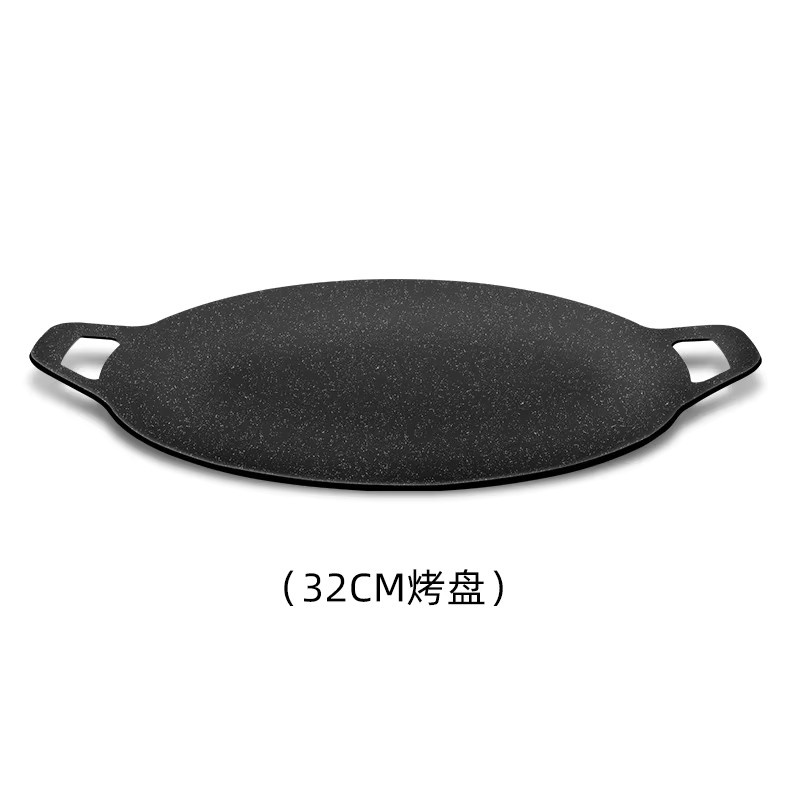 Tragbare Camping-Grillpfanne in Schwarz, keramische Teppanyaki-Grillplatte für Gasherde und Induktionskochfelder, Durchmesser: 32 cm - Bild 6