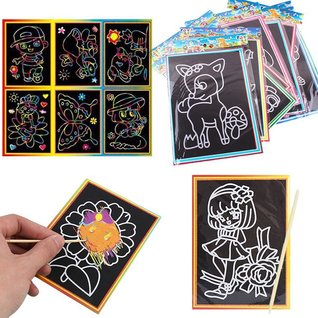 ZYF Regenbogen Kratz-Zeichenpapier Nachfüllpackung, mehrfarbiges DIY-Graffiti-Zubehör für Kinder - Bild 1