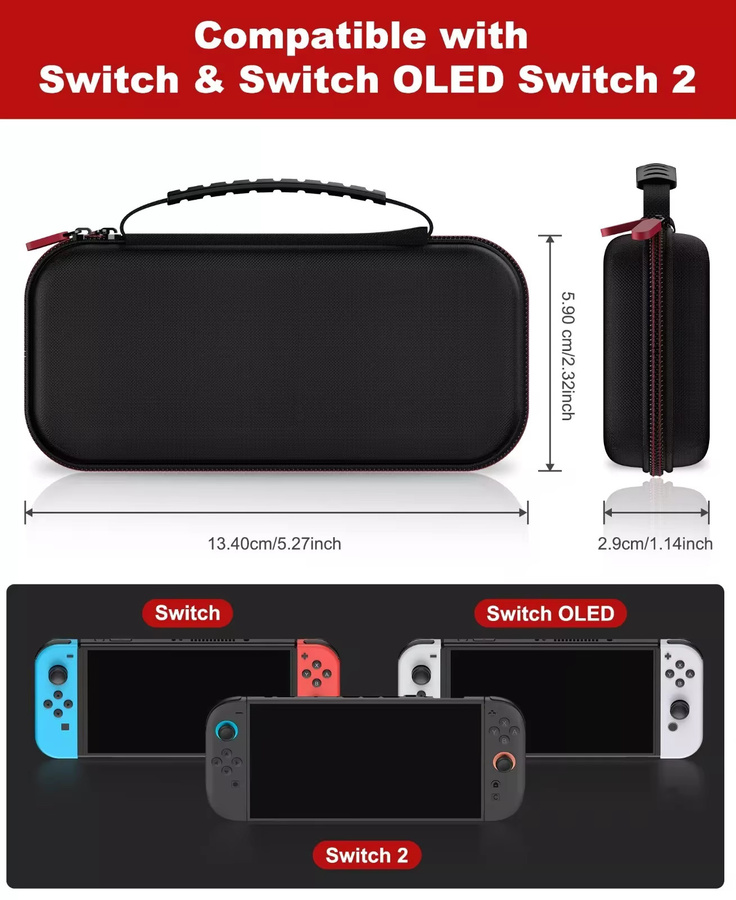 BEBONCOOL Tragetasche für Nintendo Switch, Switch OLED und Nintendo Switch 2 in Schwarz mit großem Fassungsvermögen für Zubehör - Bild 2
