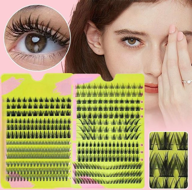 Natürliche Cluster-Wimpern, flauschig, dick, 9–14 mm, Unisex - Bild 1