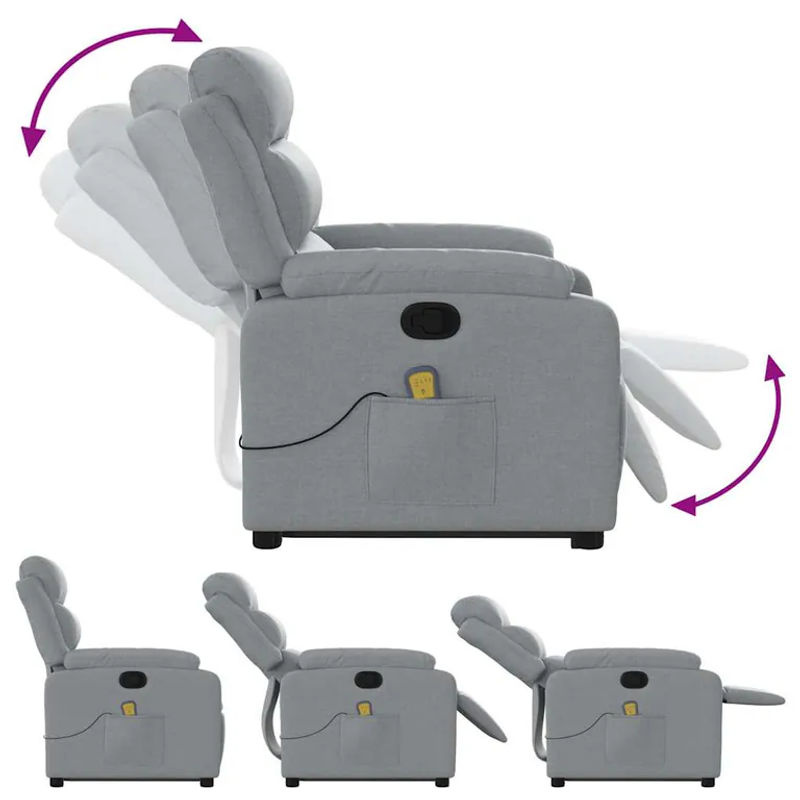 Vidaxl Massagesessel Aufstehhilfe Relaxsessel aus Stoff in Grau - Bild 2