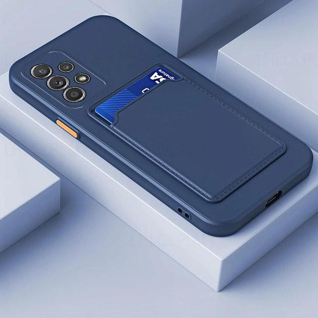 Silikon Portemonnaie Hülle für Samsung Galaxy A32 A52 A52S A53 A72 A13 A33 A73 A23 4G 5G mit Kartenhalter und Steckplatz in Blau - Bild 1