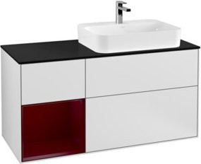 V&B Waschtischunterschrank Finion in Weiß lackiert mit Regal links, Breite: 120 cm, Tiefe: 50,1 cm, Höhe: 50,1 cm - Bild 1