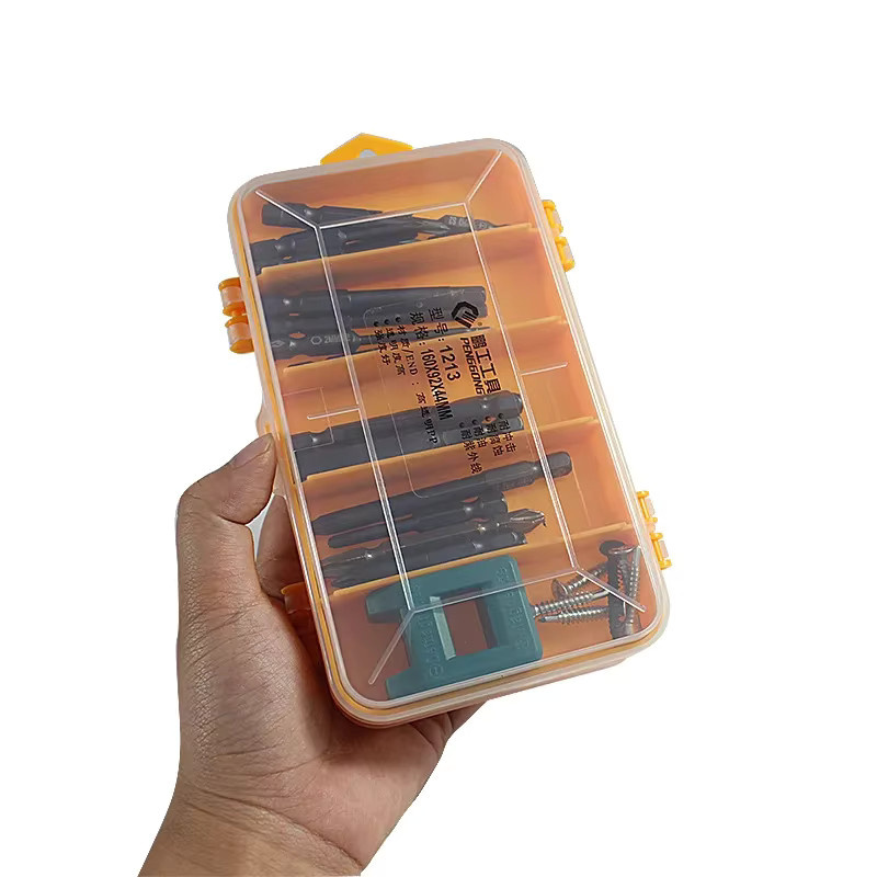 FNICEL Werkzeugkasten aus transparentem Kunststoff mit blauem Akzent, Aufbewahrungskoffer für Hardware und elektronische Komponenten, B/T/H: 16,0 x 9,2 x 4,4 cm - Bild 4