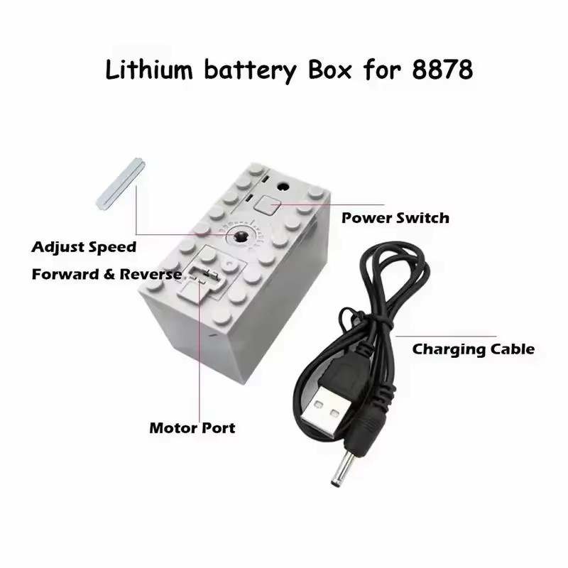 Stemedu Wiederaufladbare Lithium-Batterie Box in Grau für MOC Baustein-Modelle und Spielzeug-Zubehör - Bild 2