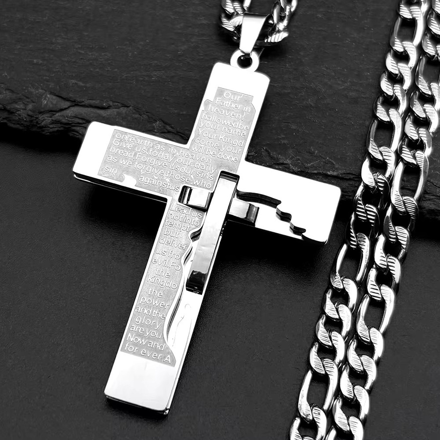 JYTF Halskette Bibel Kreuz Anhänger, Edelstahl, Gold, Unisex, Punk - Bild 2
