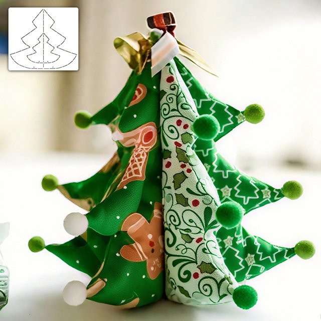 YOMDID Handgefertigte DIY-Weihnachtsbaum-PET-Nähvorlage für Weihnachtsdekorationen und Heimdekor - Bild 1