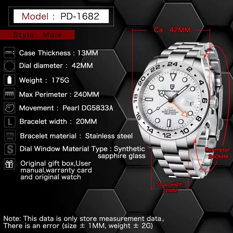 PAGANI DESIGN Armbanduhr GMT, Automatik, Edelstahl, Herren - Bild 4