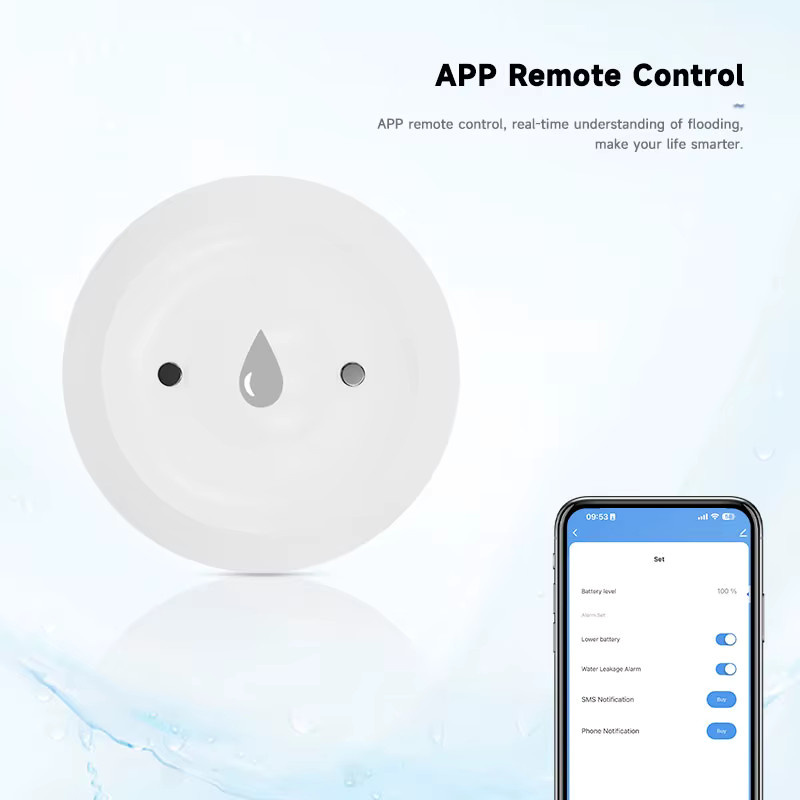 Tuya ZigBee Smart Wasserleckage-Sensor als Überschwemmungsmelder mit APP-Fernüberwachung für Küche und Bad, Weiß - Bild 2