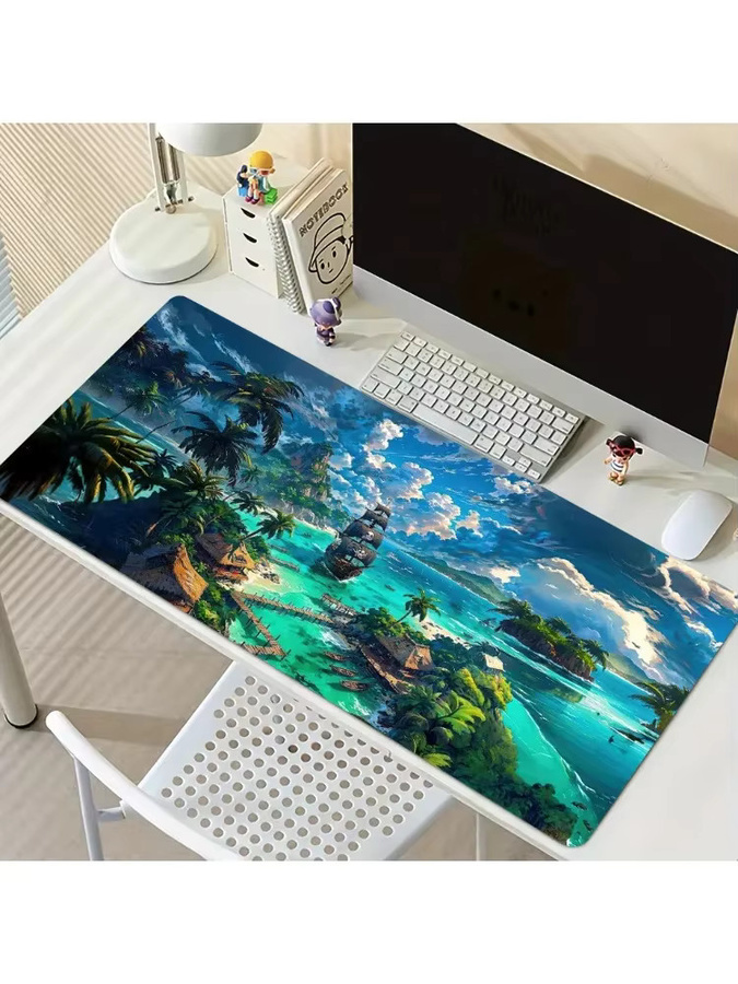 Mairuige Mauspad mit Sommer-Strandurlaub-Motiv in Multicolour mit genähtem Rand - Bild 5