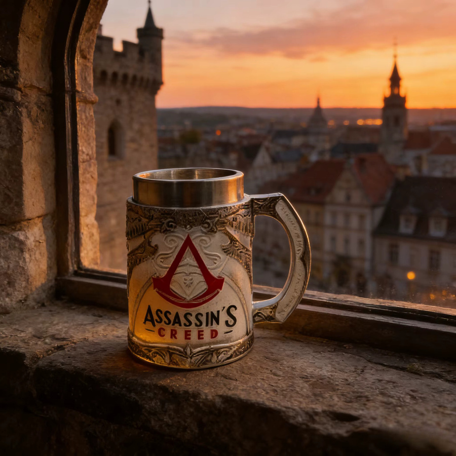 YANG Assassin's Creed Bierkrug aus Edelstahl und Harz in Braun - Bild 2
