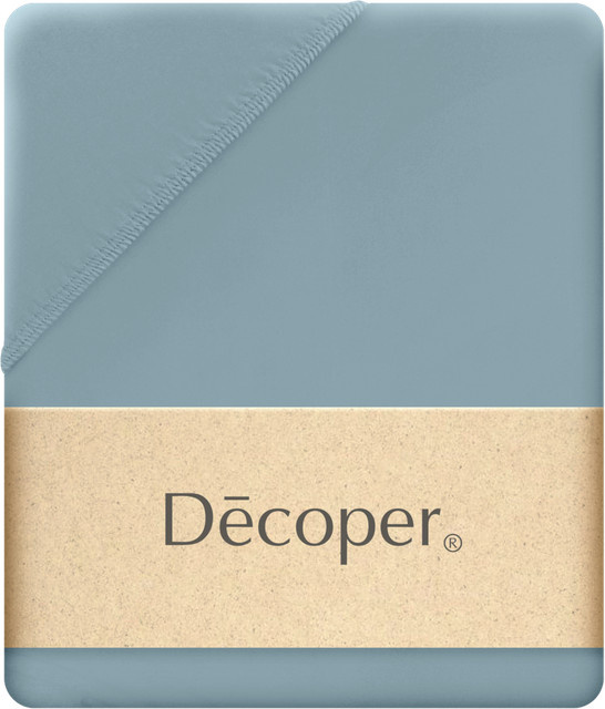 Decoper Mako-Feinjersey Spannbettlaken aus 100% Baumwolle, Farbe: Hellblau, B/L: 180 x 200 cm - Bild 1