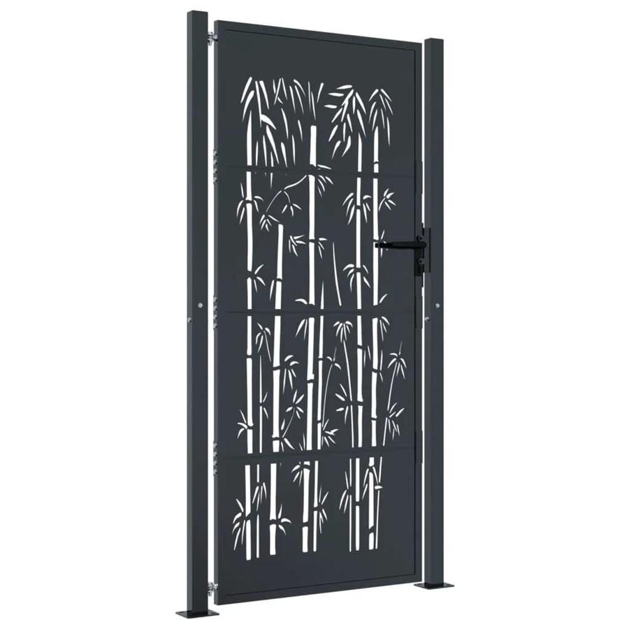 vidaXL Gartentor aus verzinktem Stahl in Anthrazit mit Bambus-Design, B: 105 cm, H: 205 cm - Bild 2