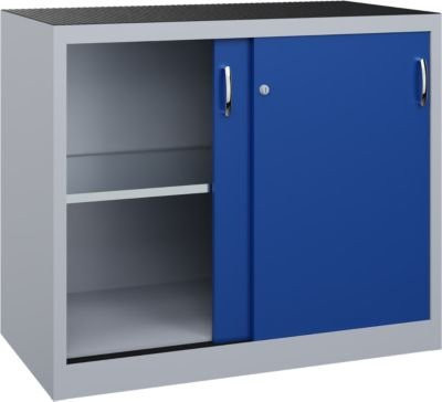 C + P Schiebetüren-Werkzeugschrank Acurado aus Stahl in Weißaluminium/Enzianblau, B/T/H: 120 x 60 x 100 cm - Bild 1