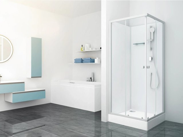 baliv Komplettdusche DUK-85.110KE in Silber Matt mit transparenten Elementen, B/B: 85 x 85 cm - Bild 1