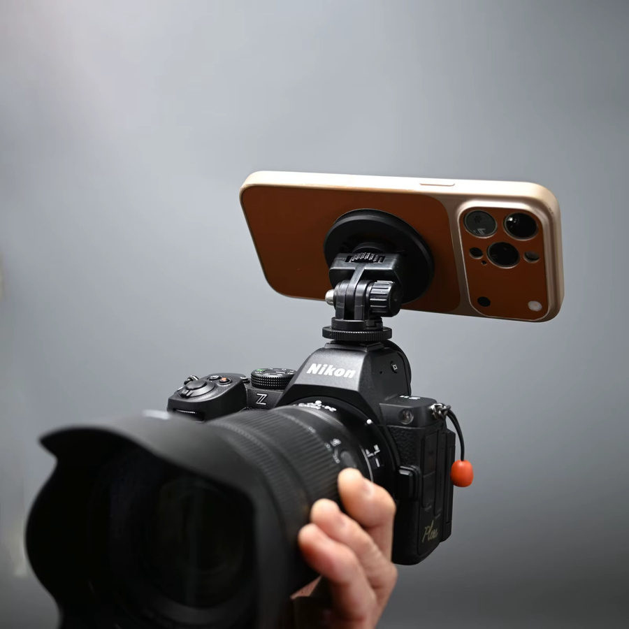 Magnetische Cold Shoe Handyhalterung in Schwarz für iPhone 17 16 15, DJI Osmo Action 4 und GoPro 13 12 sowie Nikon Filmkameras - Bild 3