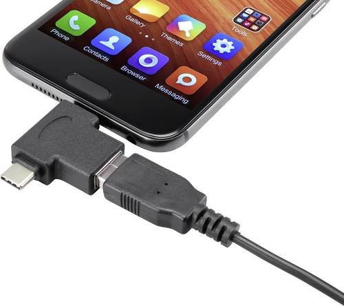 Renkforce USB 3.2 Gen 1 Adapter in Schwarz mit USB-C Stecker, Micro-B und USB 3.2 Gen 2 Buchse A - Bild 1