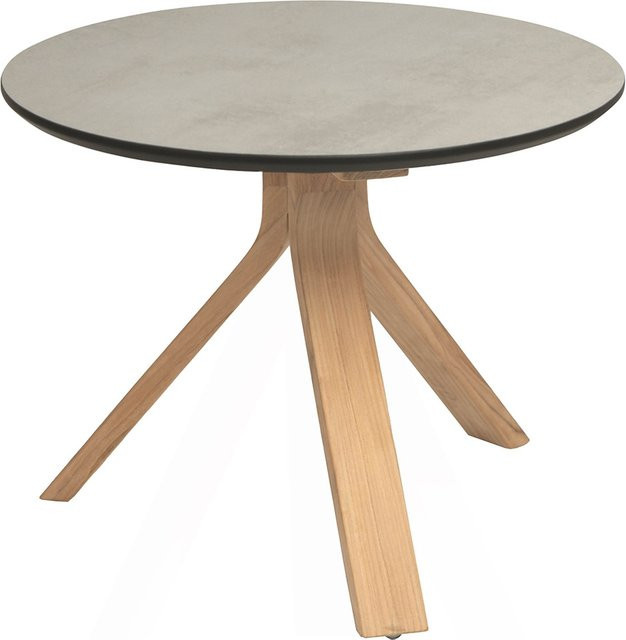 Stern Beistelltisch Freddie mit Teak-Gestell und Zementplatte Silverstar 2.0 in Hellgrau, Durchmesser: 55 cm - Bild 1