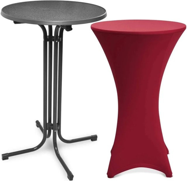 Beautissu Bellini Stehtisch Grau mit Stella Stehtischhusse Bordeaux, Durchmesser: 70 cm - Bild 1