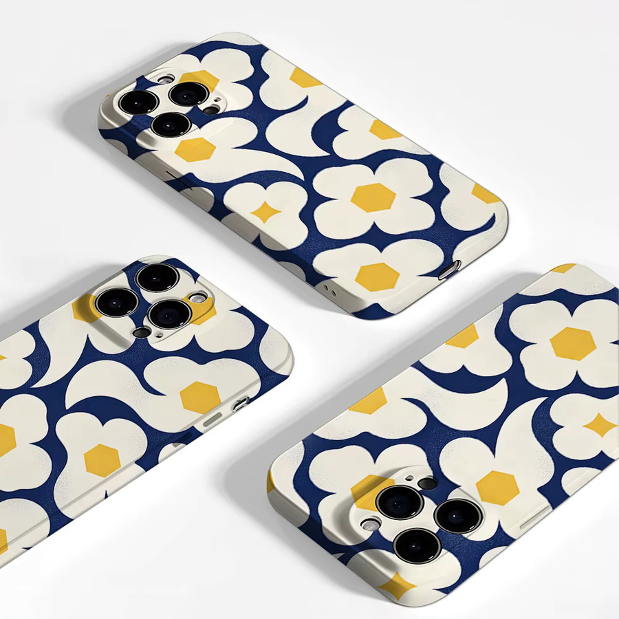 Aurea Case Matte Bumper MagSafe Schutzhülle für iPhone mit marineblauem Gänseblümchenmuster - Bild 3