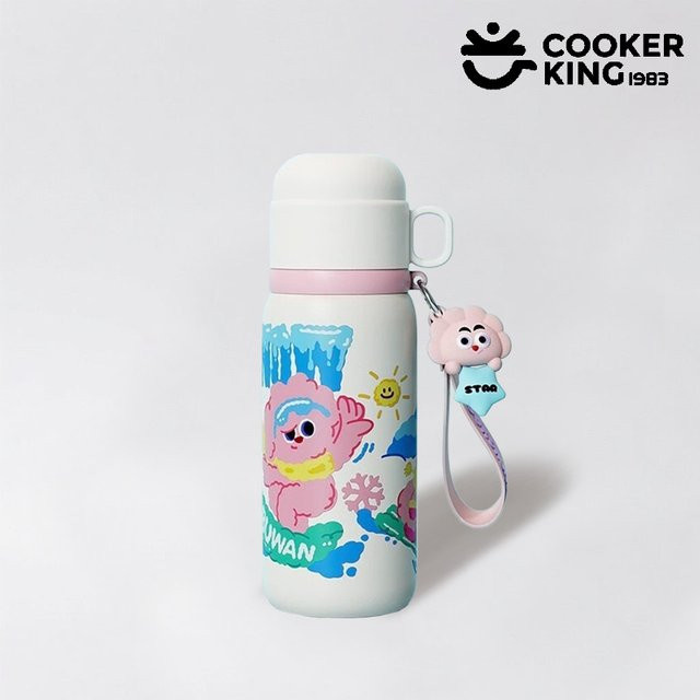 COOKER KING STAR Stroh-Thermosbecher aus Edelstahl und PP in Pink, 500 ml - Bild 1