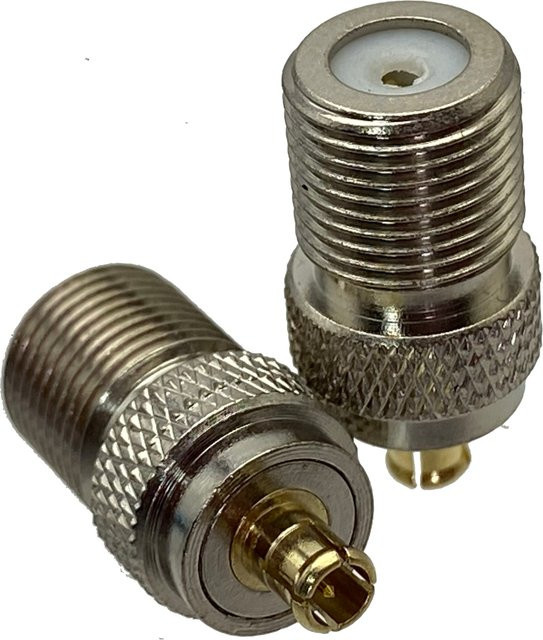 RF Koaxial Adapter von F TV Buchse auf MCX Stecker in Silber - Bild 1