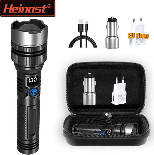 Heinast High Power LED Taschenlampe mit USB-Ladefunktion und Zoom in Schwarz - Bild 1