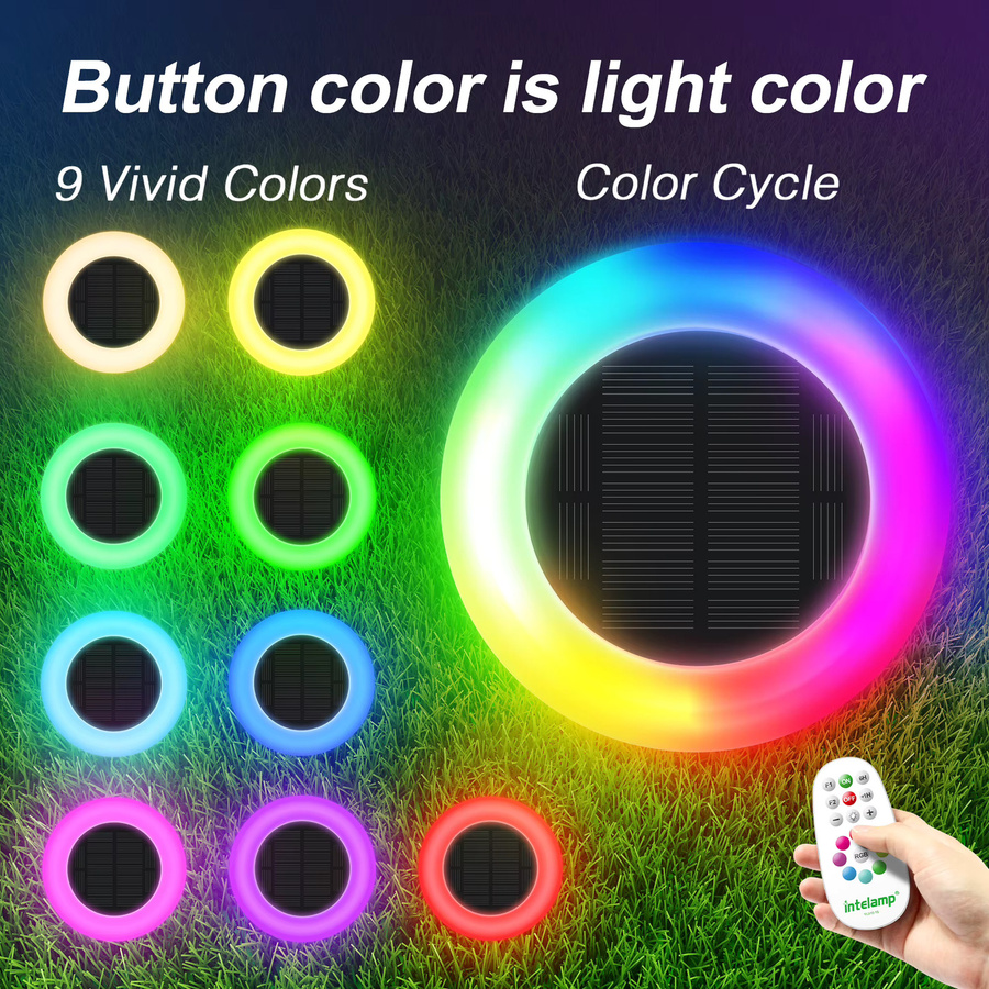 Intelamp Bunte Solarleuchten für den Außenbereich, Farbwechselnde RGB Gartenleuchten in Schwarz für Garten, Terrasse und Gehwege - Bild 6