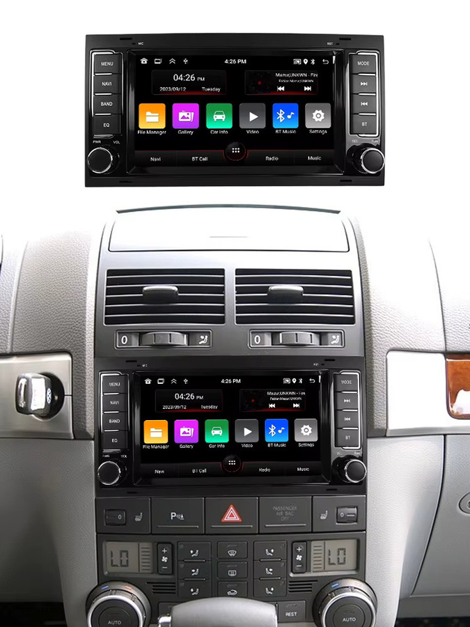 STRONGNAVI Android 2 DIN Autoradio mit CarPlay und GPS für Volkswagen VW Touareg Multivan Transporter T5 in Schwarz - Bild 6