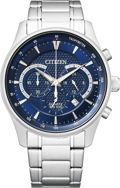 Citizen Chronograph, Quarz, Edelstahl, Blau, 42 mm, Herren - Bild 1